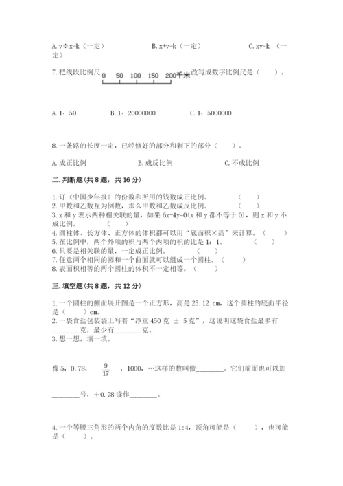 人教版六年级下册数学期末测试卷精品（预热题）.docx