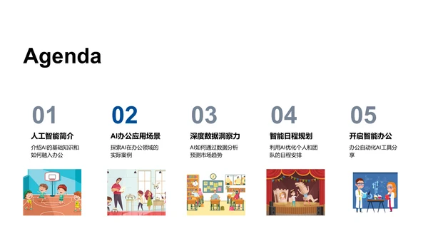AI办公效率提升讲座，蓝色背景通用PPT模板