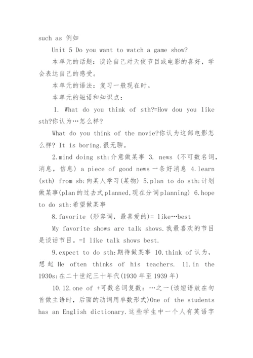 八年级上册英语知识点归纳人教版免费.docx