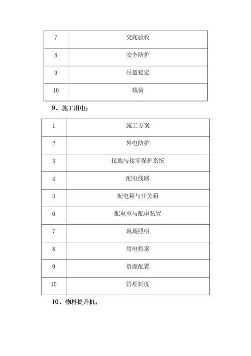 安全检查主要内容