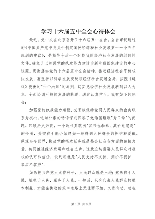 学习十六届五中全会心得体会.docx