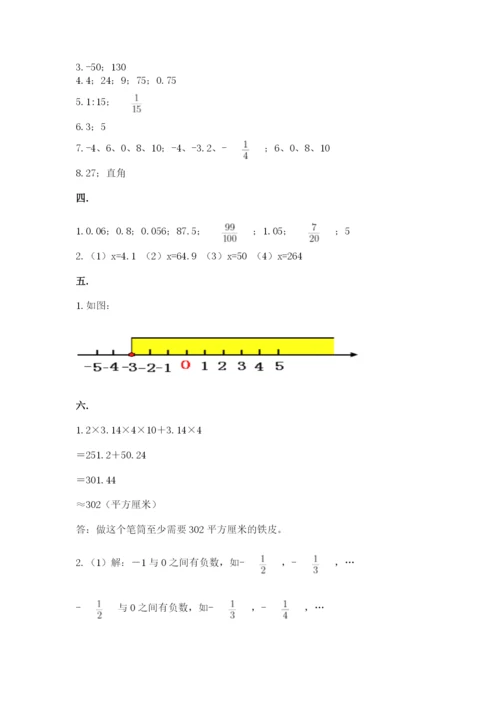 人教版六年级数学下学期期末测试题含答案【综合题】.docx