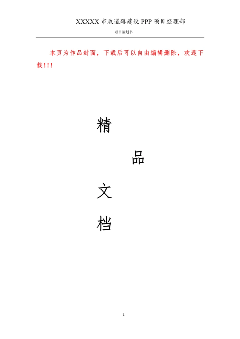 市政道路工程项目策划书.docx