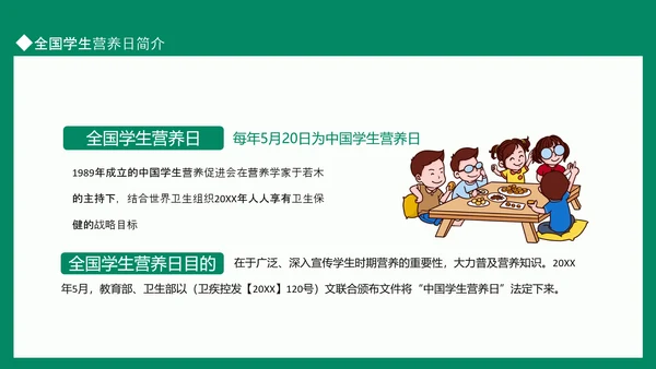 学生营养日活动及营养知识PPT模板