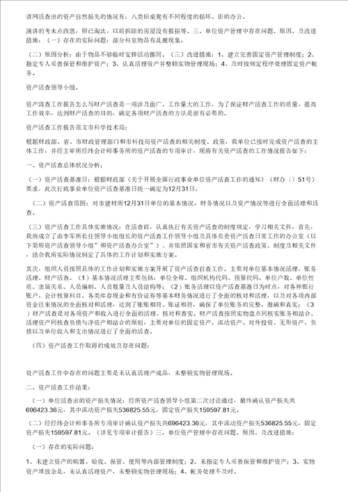 学校资产清查报告范文