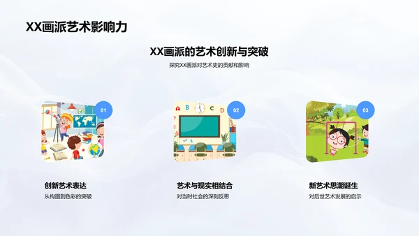 XX画派的艺术研究PPT模板