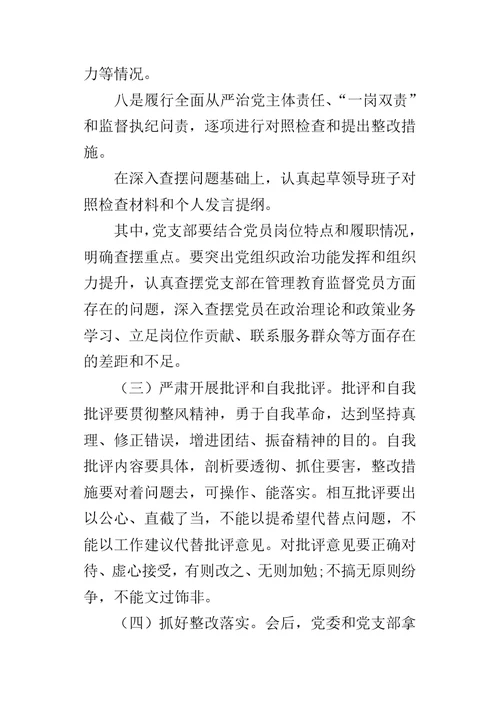 学院委员会巡视整改专题民主生活会、组织生活会工作方案