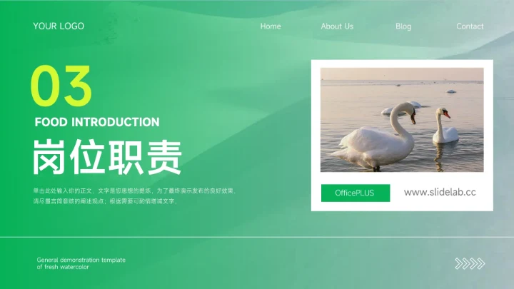 绿色杂志风极简主义PPT模板