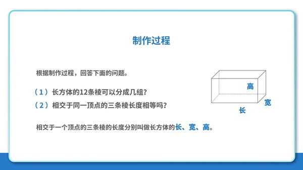 蓝色人教版五年级下册-数学-长方体和正方体课件PPT模板