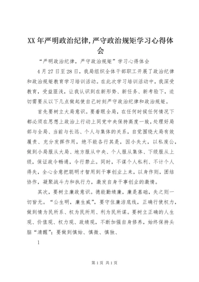 XX年严明政治纪律,严守政治规矩学习心得体会 (2).docx