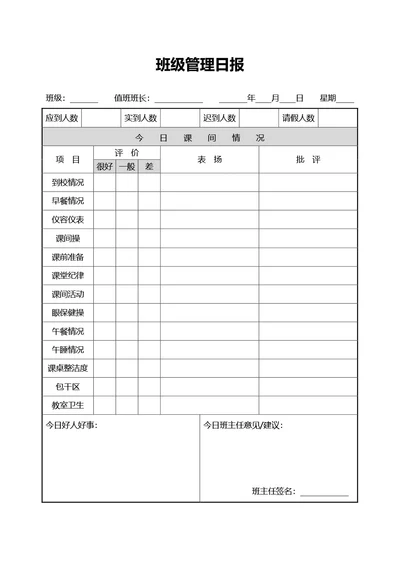 班级管理日报