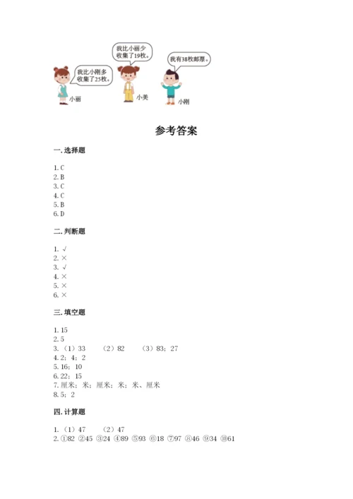 人教版二年级上册数学期中测试卷含解析答案.docx