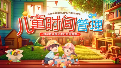 儿童时间管理玩积木PPT模板