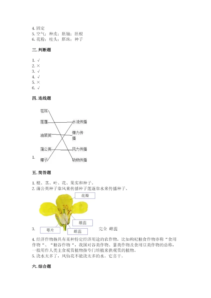 科学四年级下册第一单元《植物的生长变化》测试卷精品（历年真题）.docx