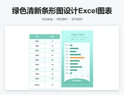 绿色清新条形图设计Excel图表