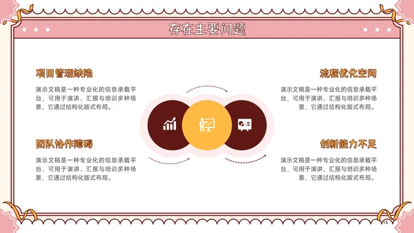 粉色可爱卡通风季度工作总结PPT模板