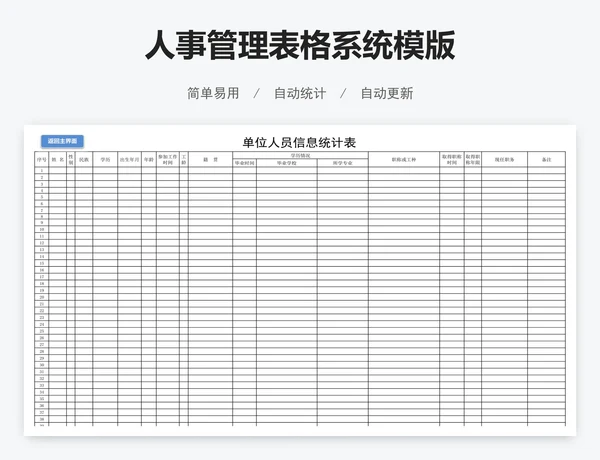 人事管理表格系统模版