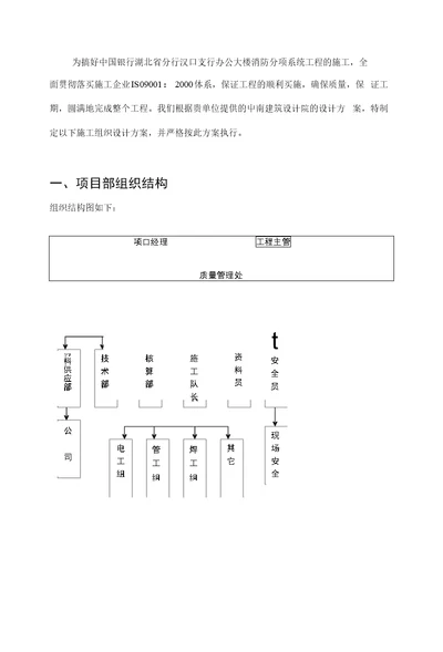 中国银行湖北省分行汉口支行办公大楼消防报警及自动灭火系统工程施工方案消防工程施工