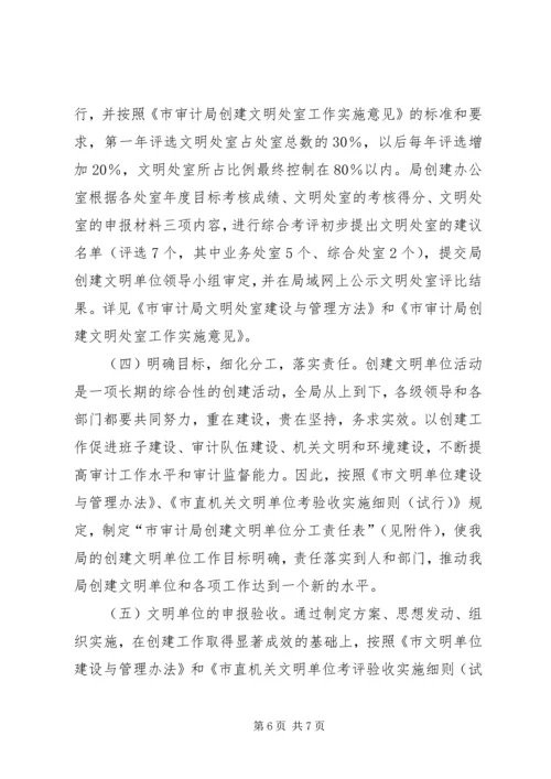 市审计局文明单位创建工作计划 (2).docx