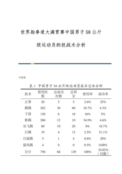 世界跆拳道大满贯赛中国男子58公斤级运动员的技战术分析.docx