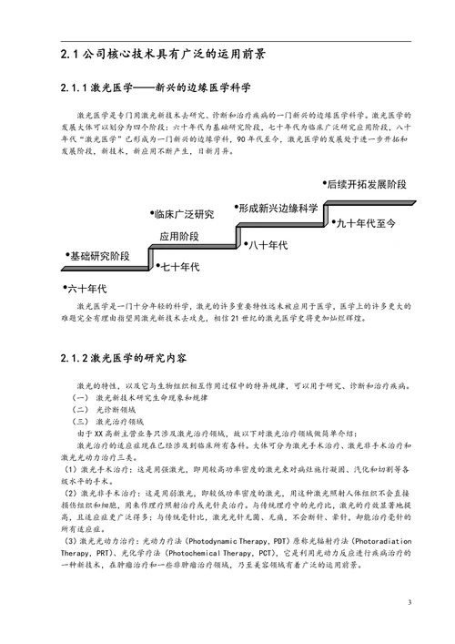 医疗保健用品公司激光医疗项目商业计划书