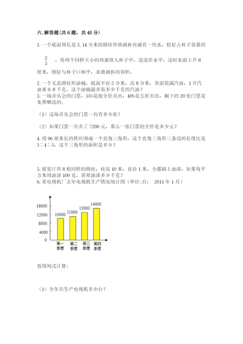 沪教版小学数学六年级下册期末检测试题【必考】.docx