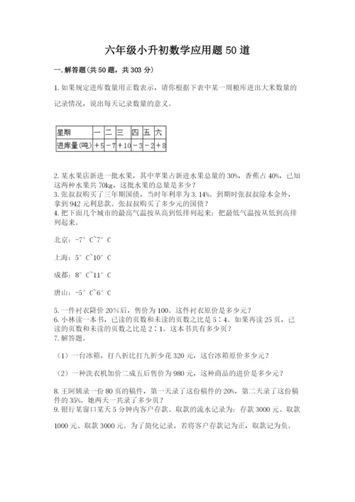 六年级小升初数学应用题50道含答案【a卷】.docx