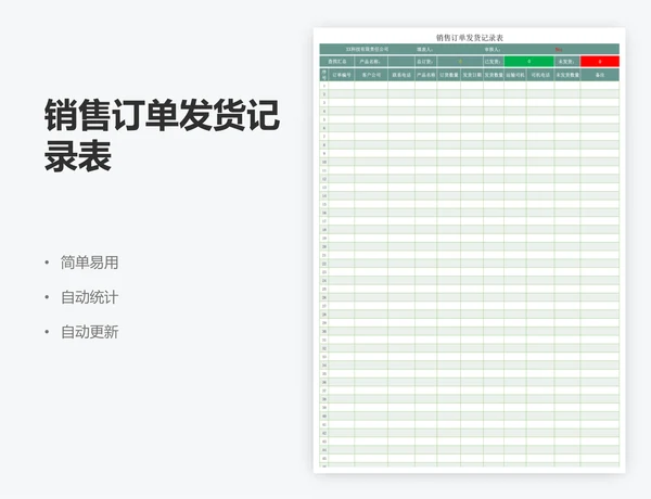 销售订单发货记录表