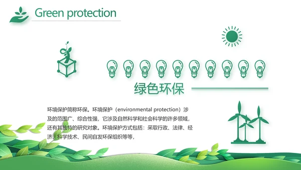 绿色清新环保节能工作总结汇报动态PPT