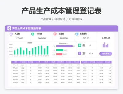 产品生产成本管理登记表