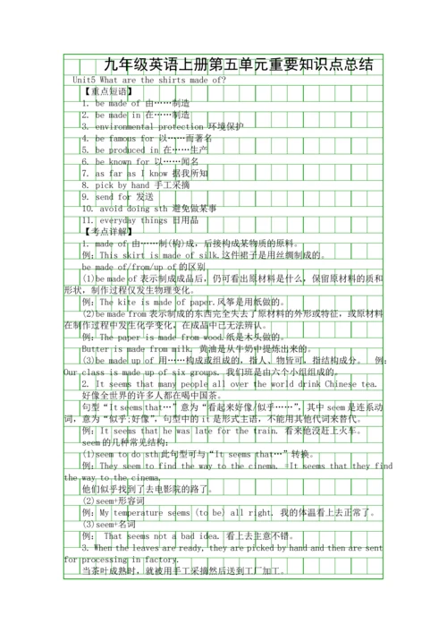 九年级英语上册第五单元重要知识点总结.docx