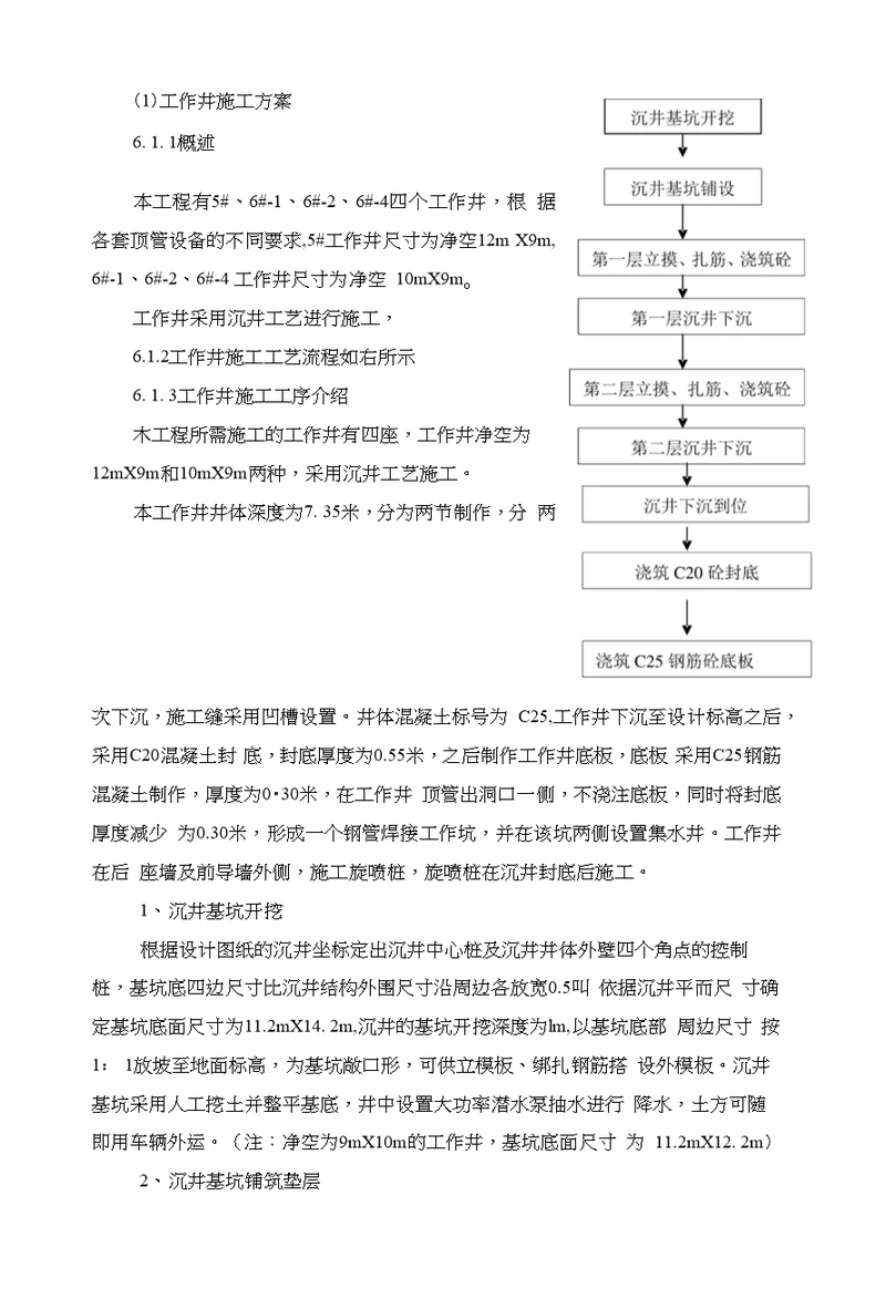 沉井工作井施工方案