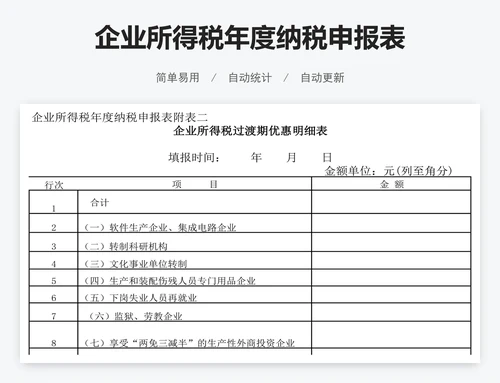 企业所得税年度纳税申报表