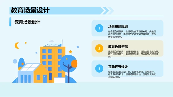 蓝色插画风研学旅行PPT