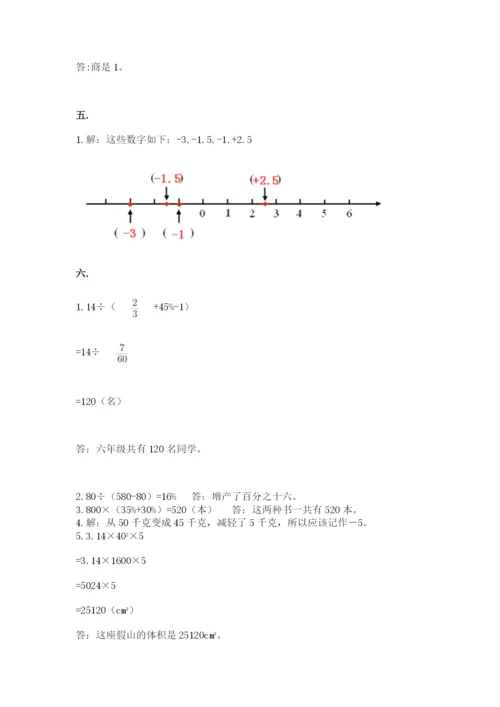 人教版六年级数学小升初试卷及参考答案（新）.docx
