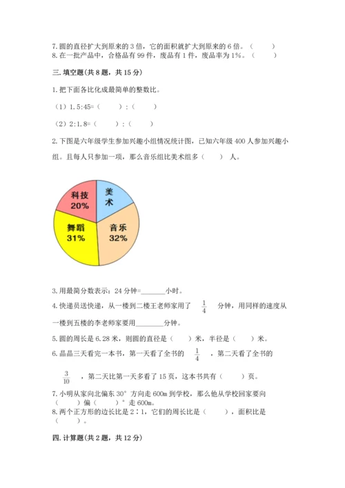 人教版六年级上册数学期末测试卷（巩固）word版.docx