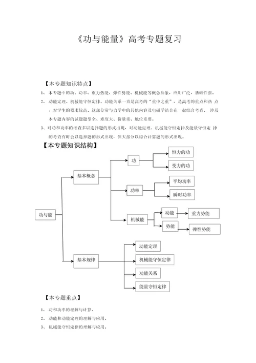 《功与能量》高考专题复习