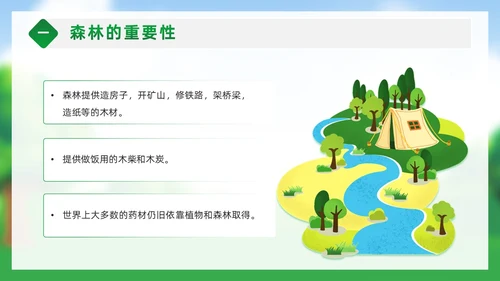 绿色卡通风守护绿色森林预防森林火灾幼儿园森林防火PPT课件世界森林日