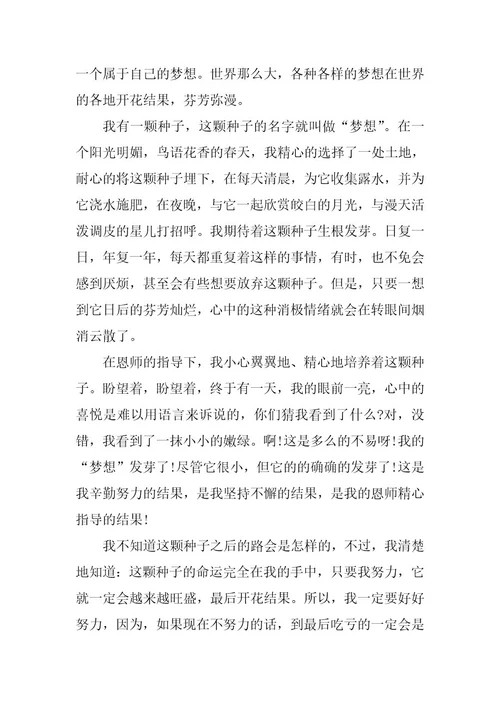 2023年守护梦想作文初三600字