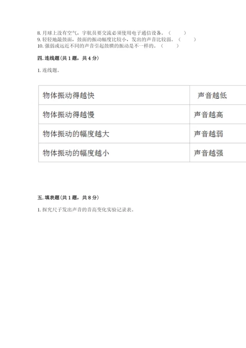 教科版 科学四年级上册第一单元声音测试卷推荐.docx