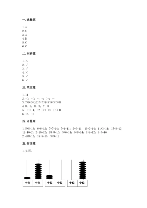 苏教版一年级上册数学第十单元 20以内的进位加法 测试卷完整参考答案.docx