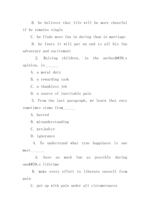大学英语CET4阅读理解训练题及答案.docx