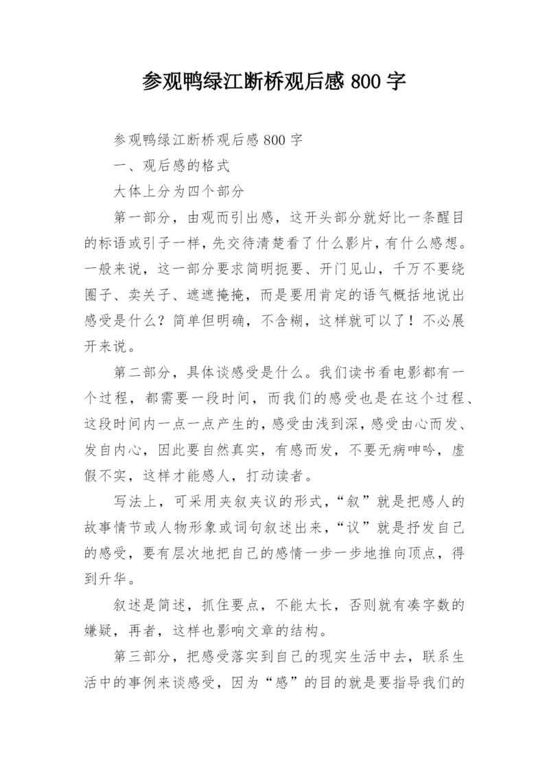 参观鸭绿江断桥观后感800字.docx