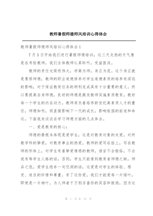 教师暑假师德师风培训心得体会.docx