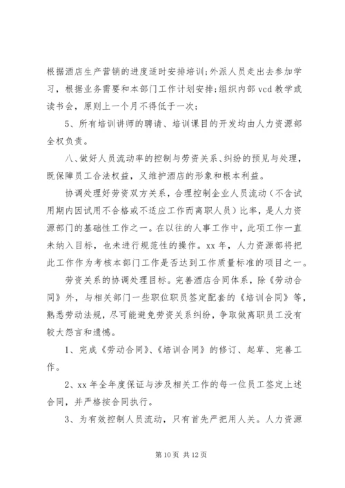 人力资源部某年度工作计划书.docx