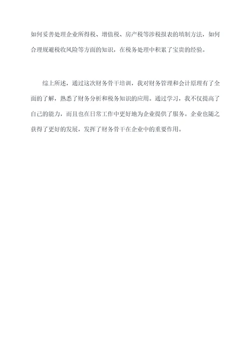 财务骨干培训心得体会
