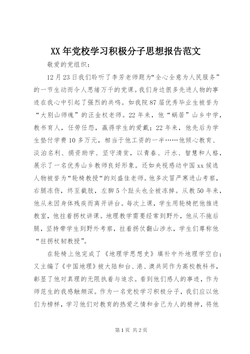 某年党校学习积极分子思想报告范文.docx