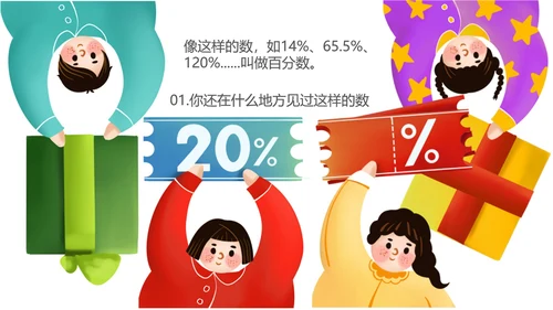 卡通人教版六年级上数学教学课件PPT模板