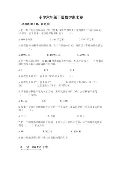 小学六年级下册数学期末卷及答案【夺冠系列】.docx