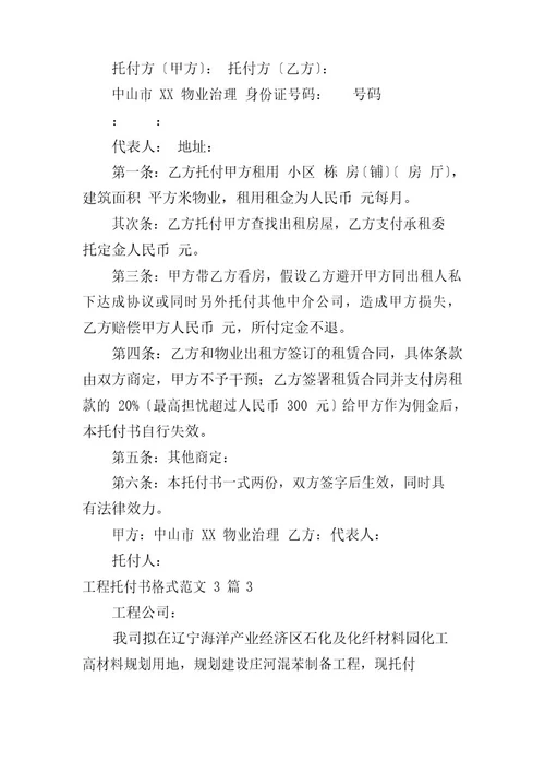 项目委托书格式